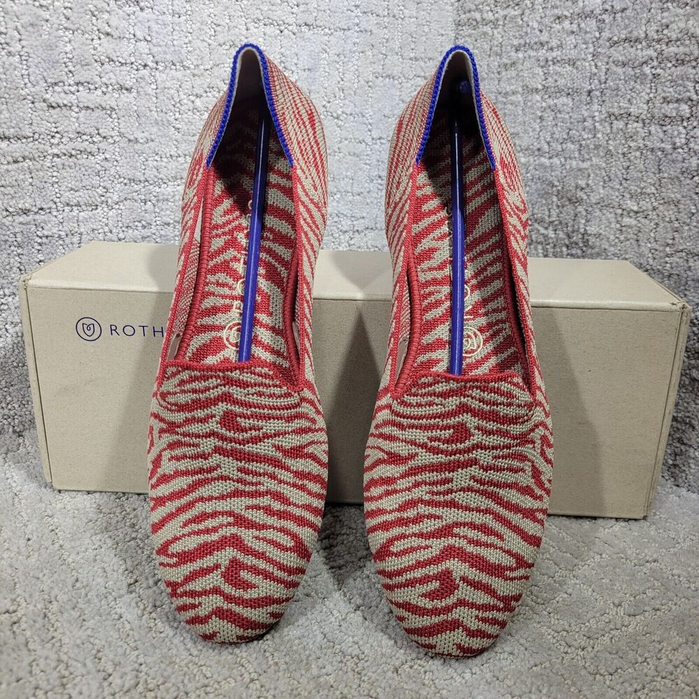 Rothys The Loafer Red Zebra Round Toe Slip on Flat Shoes Women's Multiple Sizes